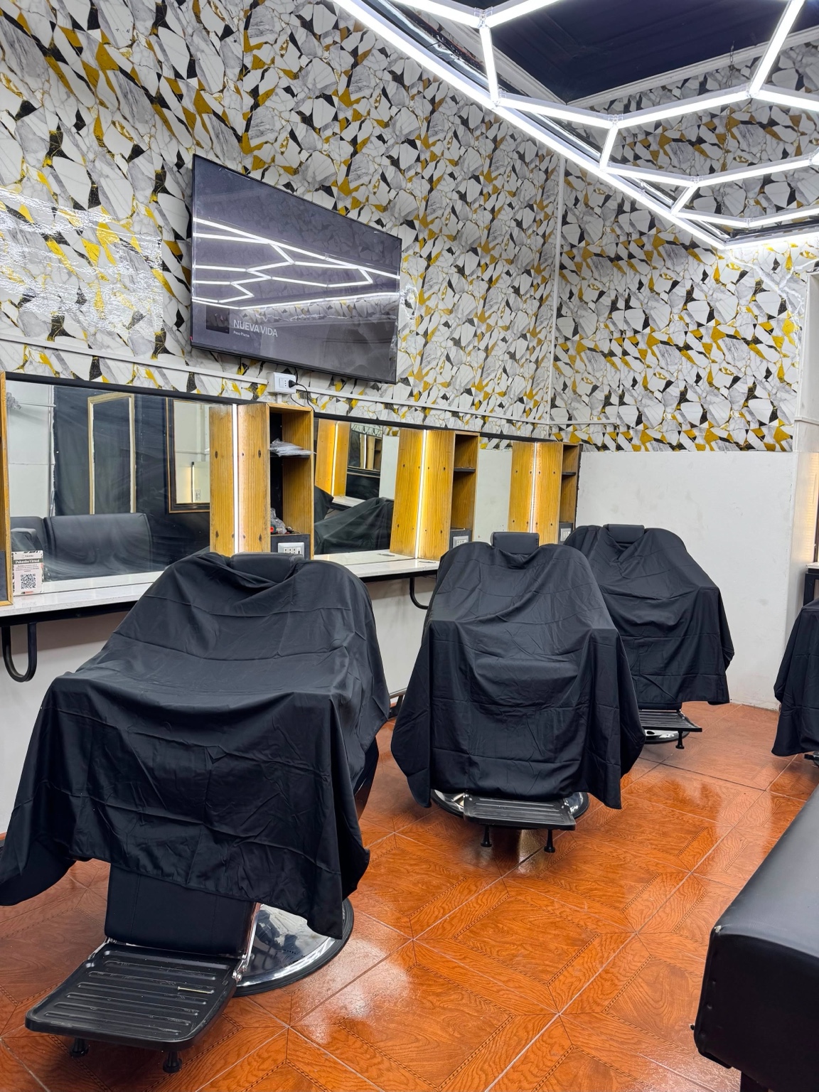 Interior de Kako. NVJ Style Barber en Rinconada